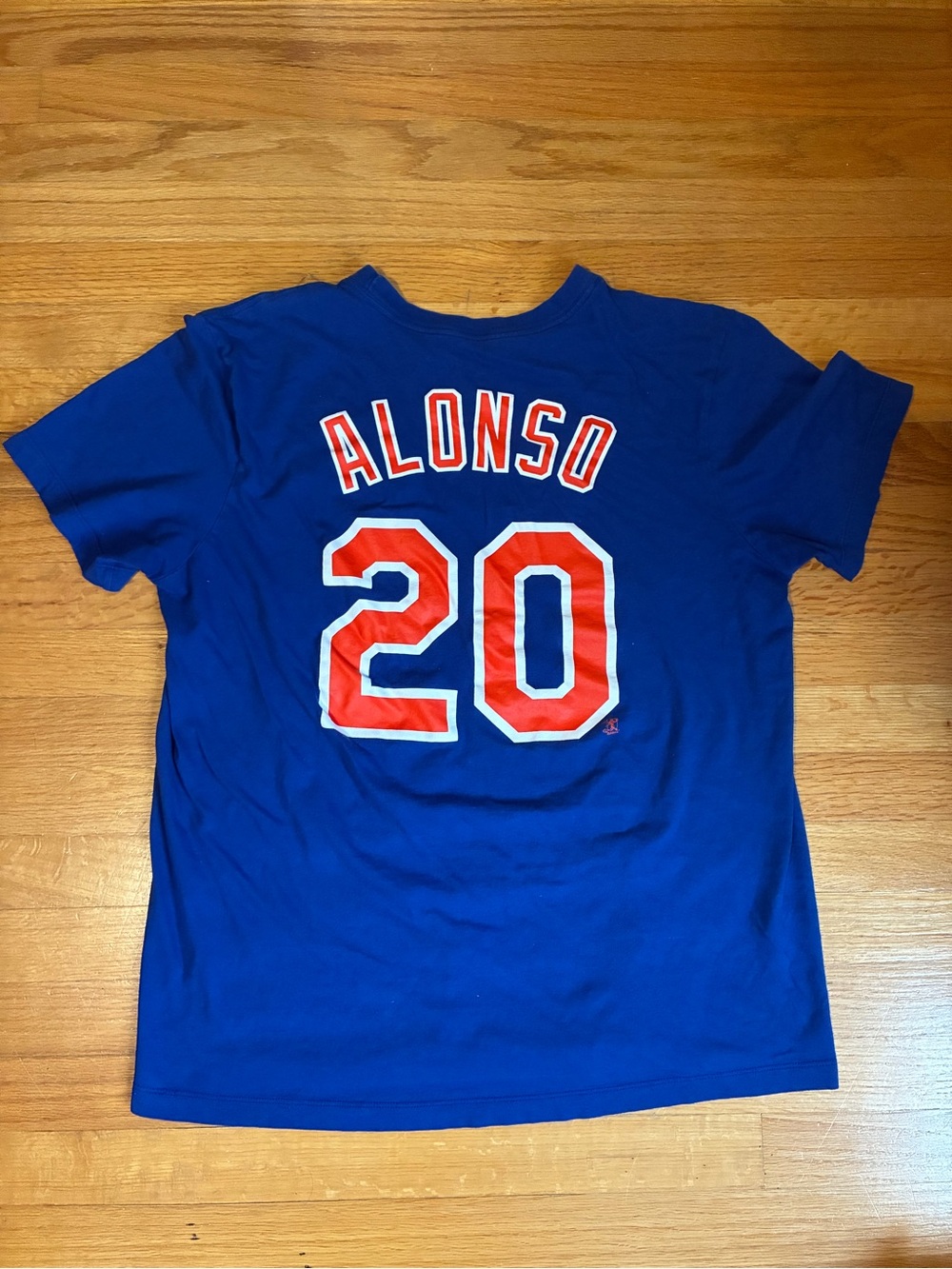 The Nike Tee New York Mets Pete Alonso MLB Short Sleeve Shirt Jersey Blue Large